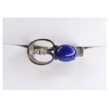 Ladies 14K White Gold Diamond & Lapis Ring