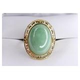 Ladies 14K Yellow Gold Jade Ring
