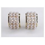 Ladies 14K Yellow Gold Pearl Earrings