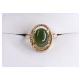 Ladies 14K Yellow Gold Jade Ring