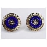 Ladies 14K Yellow Gold Lapis Earrings