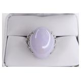 Ladies 14K White Gold Light Purple Agate Ring