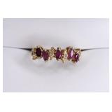 Ladies 14K Yellow Gold Ruby & Diamond Ring