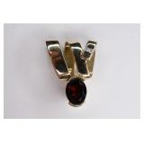 14K Yellow Gold Diamond & Garnet Slide