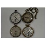 Four Vintage Pocket Watches For Parts Or Repair