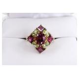Ladies 10K Yellow Gold Garnet & Peridot Ring