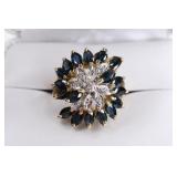 Ladies 14K Yellow Gold Sapphire & Diamond Ring