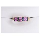 Ladies 14K Yellow Gold Pink & Blue Sapphire Ring