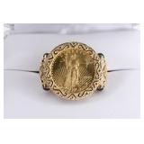 Ladies 14K Yellow Gold 1/10 American Eagle Ring