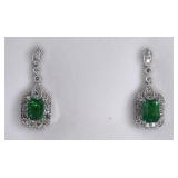 18k Emerald 2.3cttw & .86cttw Diamond Earrings