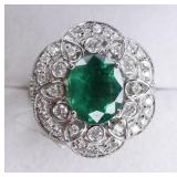 18kt 2.78ct Emerald and .97ct Diamond Ring