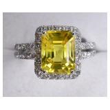 18k 4.29ct Yellow Sapphire & .83ctw Diamond Ring