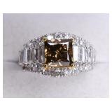 14K 1.86ct Fancy Yellowish Brown Diamond Ring
