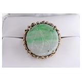 Vintage 14k Carved Jade Ring