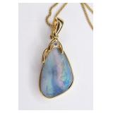 18k Pendant with Opal and Diamond Necklace