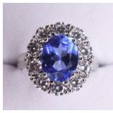 3.88 Ct. Tanzanite Halo Dinner Ring