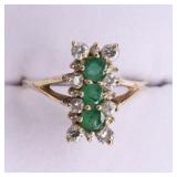 14kt Genuine Emerald and Diamond Ring
