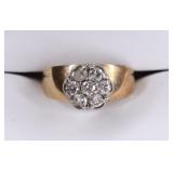 7 Diamond Solitaire Style Cluster 14 Kt Gold Ring