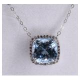 2ct Genuine Swiss Blue Topaz Sterling Necklace