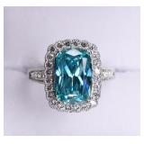 3.68 ct Alaskan Teal Sapphire Sterling Ring