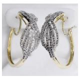 Pair of Large Diamond Hoop Earrings