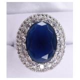 8.12 ct Sapphire Sterling Dinner Ring