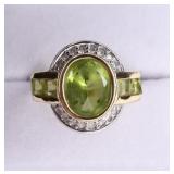 14kt 4.02ct Genuine Peridot and Diamond Ring