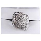 Large White Sapphire Leaf Sterling Ring