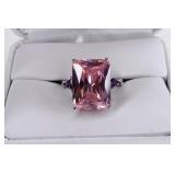 Sterling Silver Pink Sapphire & Amethyst Ring