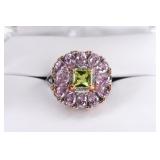 Sterling Silver Pink Sapphire & Peridot Ring