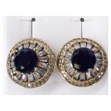Round Cut Sapphire Sterling Earrings