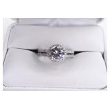 Sterling Silver White Sapphire Halo Ring