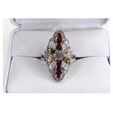 Sterling Silver Multi Stone Cocktail Ring