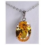 6 ct Citrine Solitaire Necklace