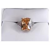 Sterling Silver Morganite & White Sapphire Ring