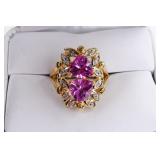 Gold Plated Sterling Silver Pink Sapphire Ring