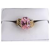 Gold Plated Sterling Silver Pink Sapphire Ring