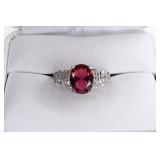 Sterling Silver Ruby & White Sapphire Ring