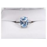 Sterling Silver Blue Topaz Solitaire Ring