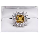 Sterling Silver Citrine & White Sapphire Ring