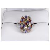 Sterling Silver Multi Gemstone Cocktail Ring