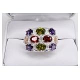 Sterling Silver Multi Stone Cocktail Ring