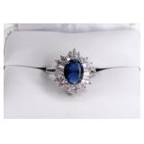 Sterling Silver Blue & White Sapphire Dinner Ring