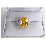 Sterling Silver Yellow Sapphire Dinner Ring
