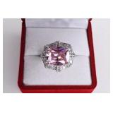 Sterling Silver Pink & White Sapphire Ring