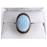 Sterling Silver Blue Jade Ring