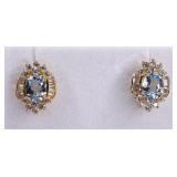 Blue Topaz and White Sapphire Earrings