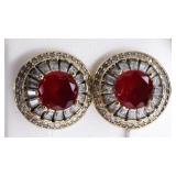 Round Cut Ruby Sterling Earrings