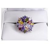 Sterling Silver Multi Stone Cocktail Ring
