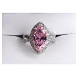 Sterling Silver Pink & White Sapphire Ring